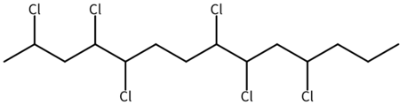図2 MCCPsの構造式の一例(C14 H24 Cl6)